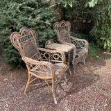 Paire de fauteuils anciens en rotin