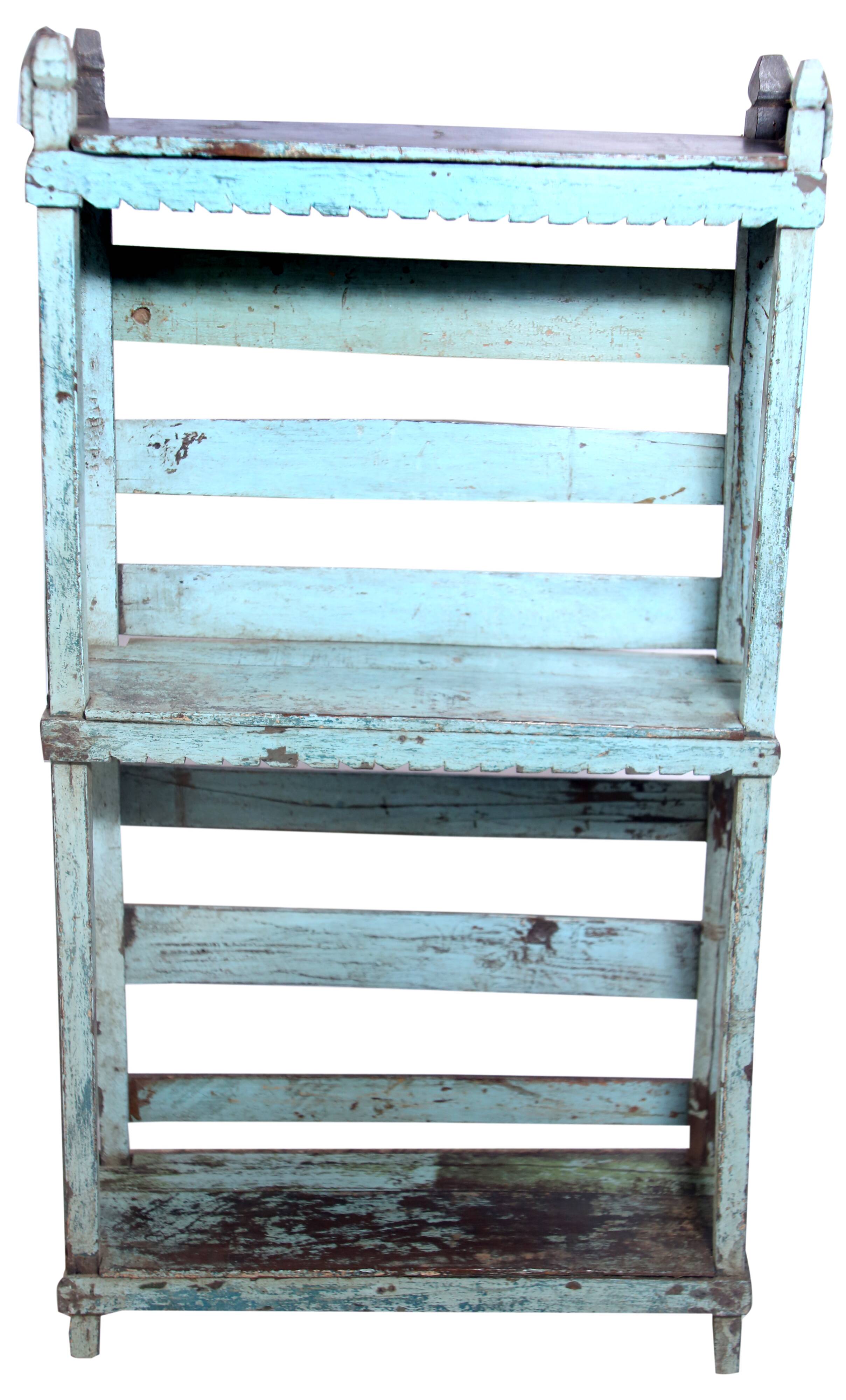 Freestanding or wall-mounted shelf in old Burmese teak