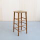 Brutalist barstools in wood and rush, 1970s, set of 4