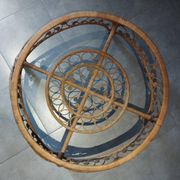Large Peacock-French Riviera coffee table in rattan, bamboo, glass, vintage.