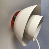 Older ph 4/3 hanging lamp, in white, with original orange suspension disk.