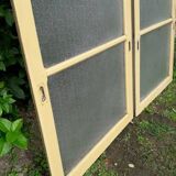 Pair of antique translucent glass sliding doors