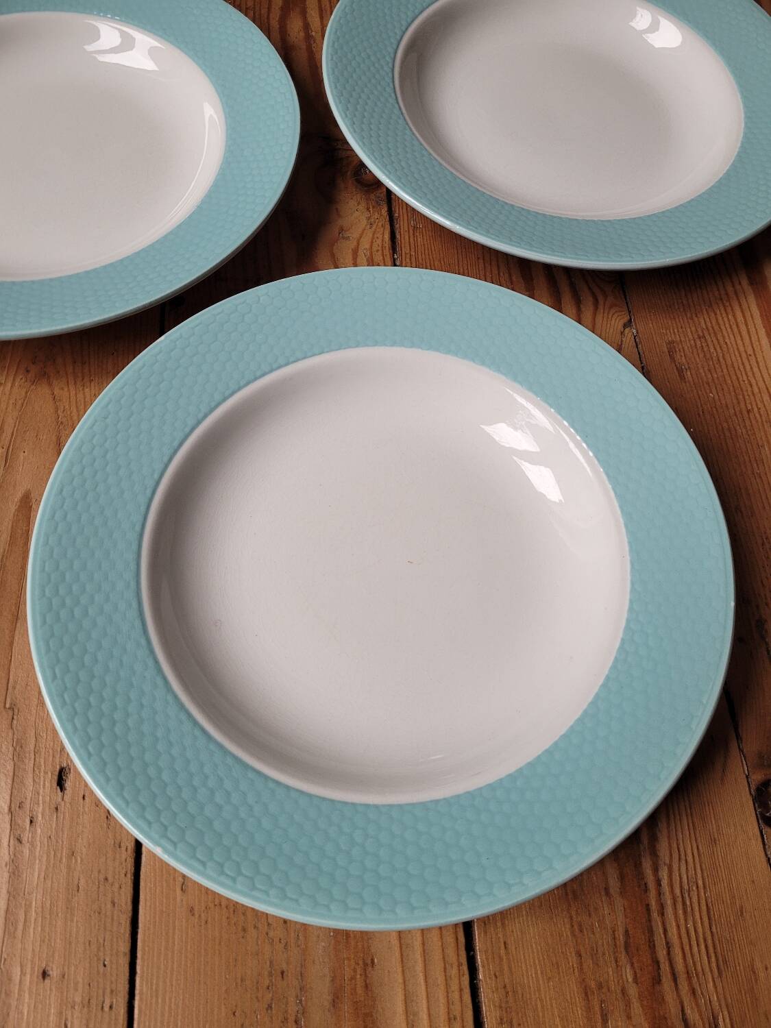 Set of 3 turquoise soup plates L'Amandinoise