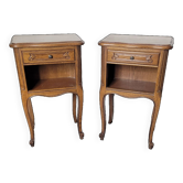 Paire de tables de chevet style Louis XV en chêne