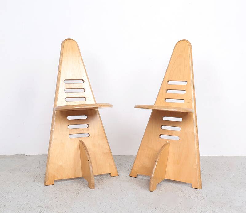 Lundi-sit adjustable wooden chairs, Lundia 1980s