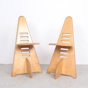 Chaises en bois ajustables Lundi-sit, Lundia années 1980.