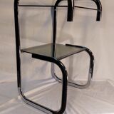 Vintage side table in chrome and smoked glass