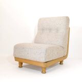 Robert Guillerme & Jacques Chambron, armchair upholstered in beige fabric.