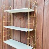 Vintage modular wall shelf, metal and brass, circa 1960s
