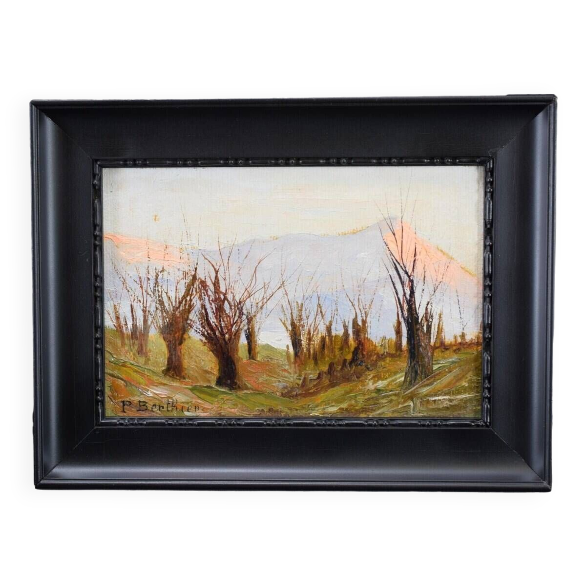 Old Winter Landscape Painting Signed Paul Berthier 1900