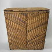 Pencil reed rattan bamboo chest or trunk, 1950s-1960s