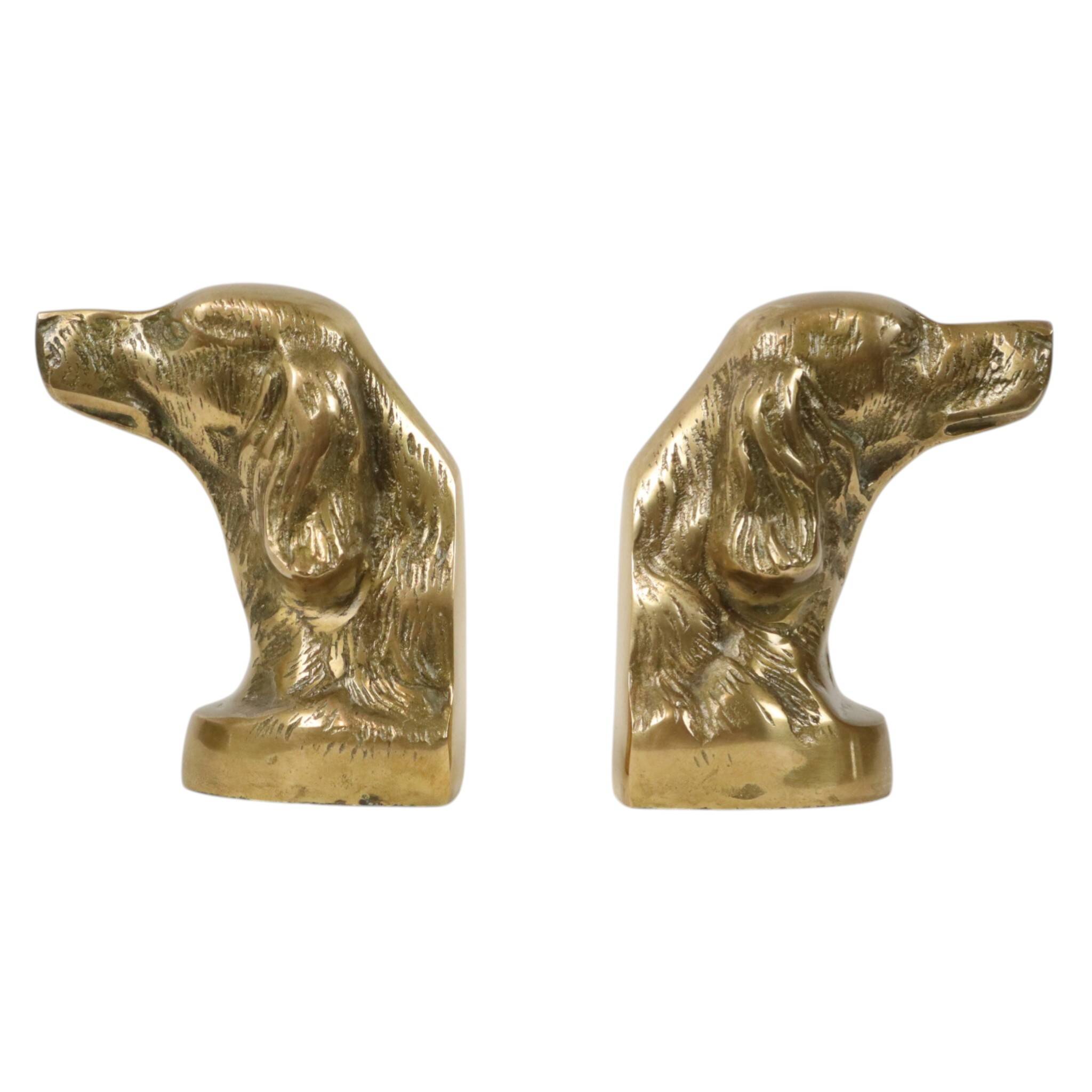Vintage Pair of Brass Bookends for Irish Setter Dogs