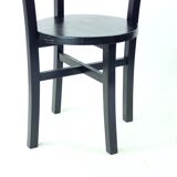 Set Of 4, Black Oak Dining Chairs, Czechoslovakia 1930s