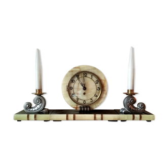 Set of 2 candlestick sleeplights and art deco table clock 1