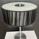 Brushed aluminium and glass design lamp