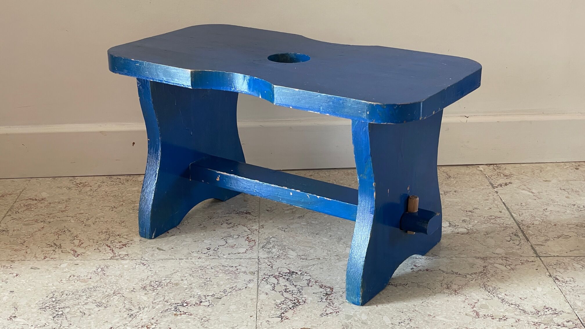 Vintage stool blue electric