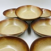Lot 7 Assiettes Creuses en Grès Flammé 1970