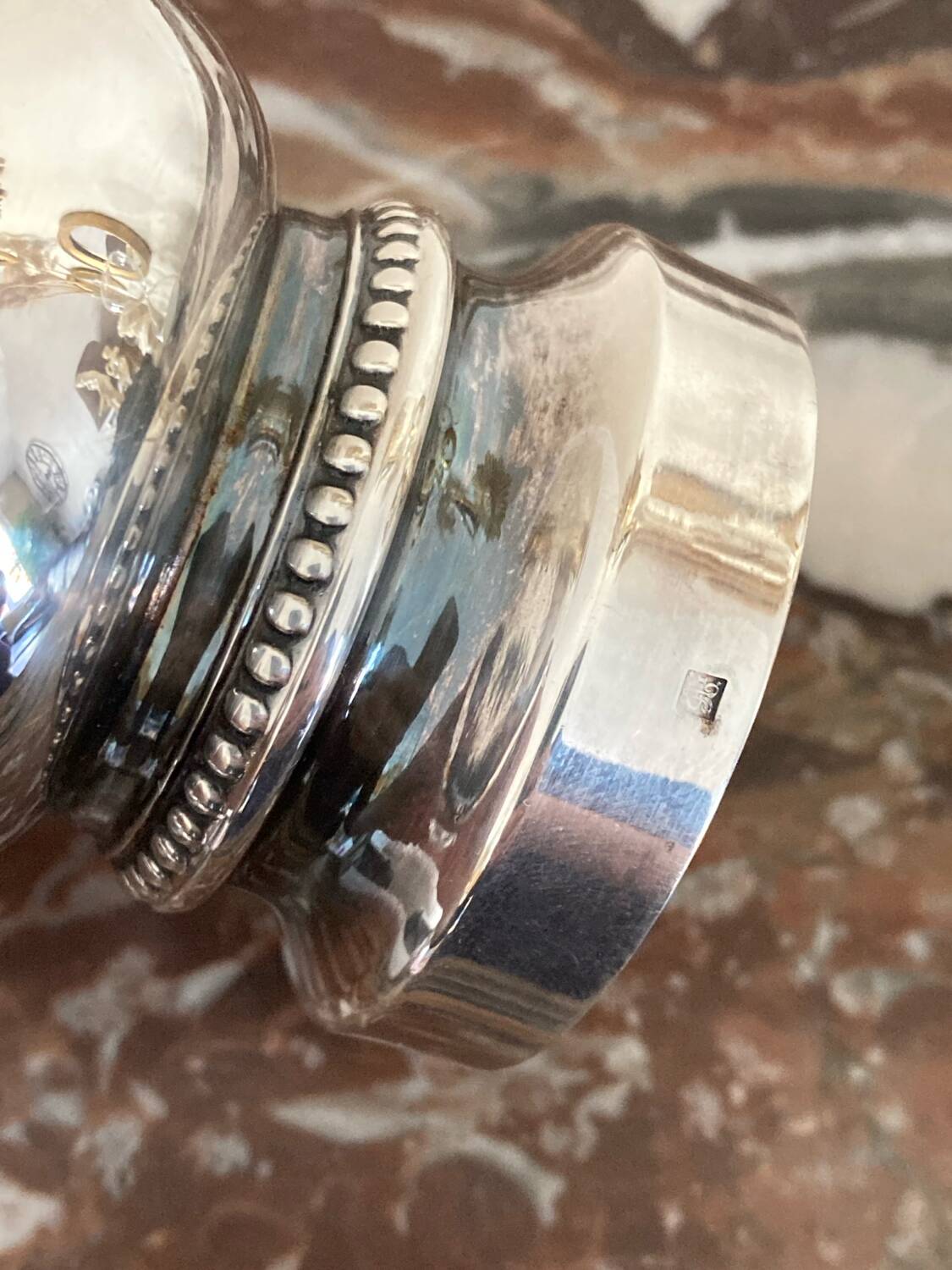 Silver metal pepper mill