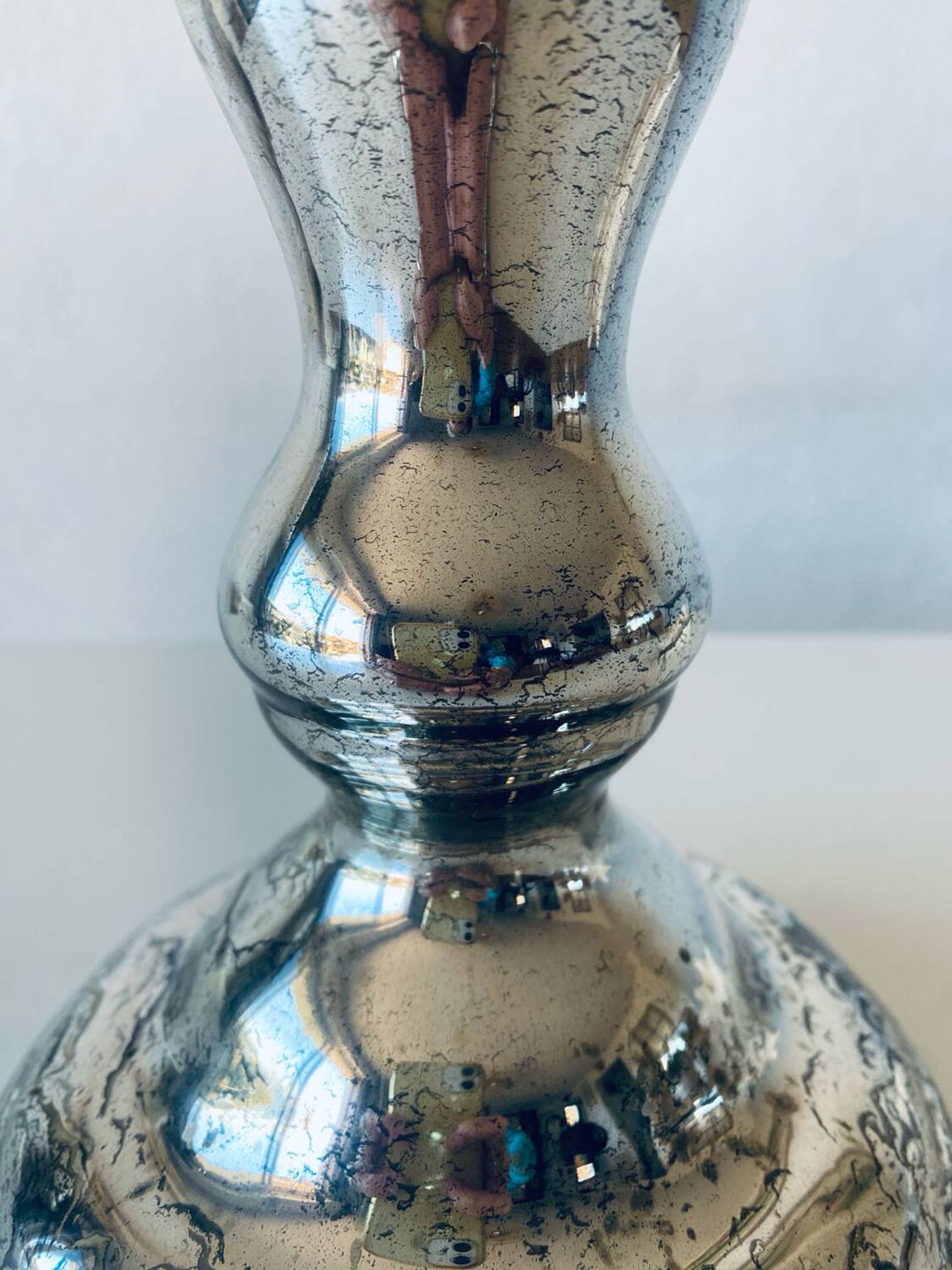 Eglomise glass candle holder
