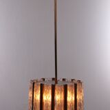 Vintage crystal ice glass round chandelier by Kaiser Leuchten, 60s