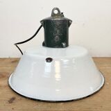 Industrial White Enamel Industrial Lamp with Cast Aluminium Top from EOW, 1950s