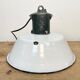 Industrial White Enamel Industrial Lamp with Cast Aluminium Top from EOW, 1950s