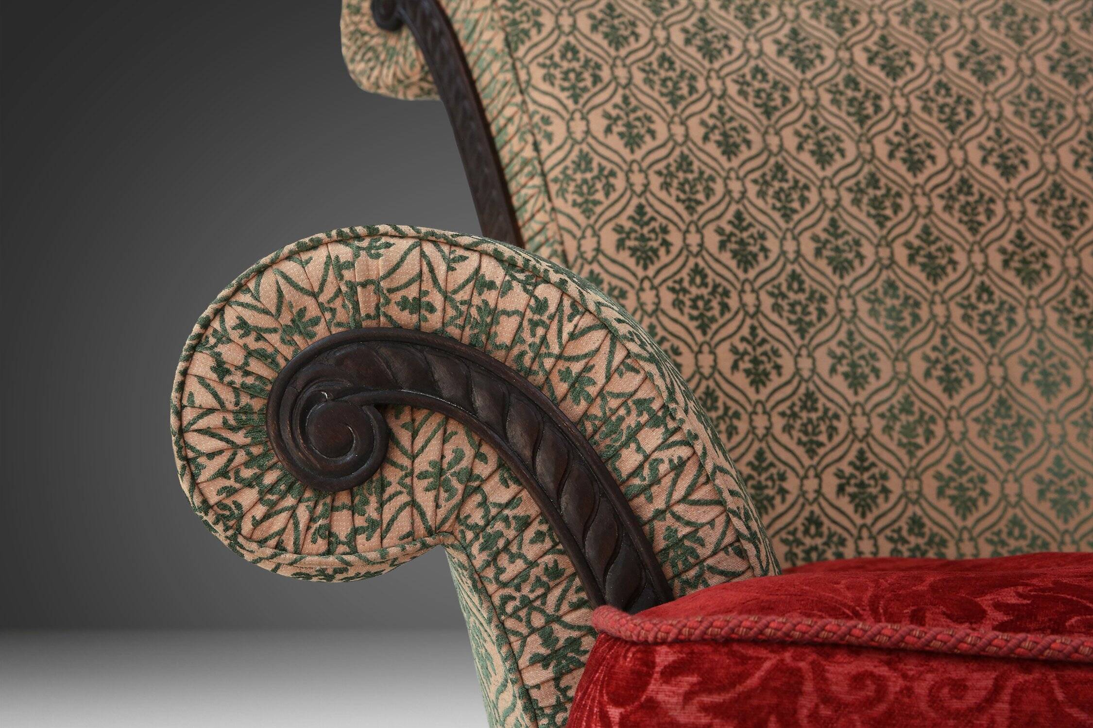 Large Victorian Sofa and Matching Ottoman, United Kingdom, 1890s