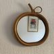 Vintage mirror 1960 apple rattan wicker bamboo - 32 x 35 cm