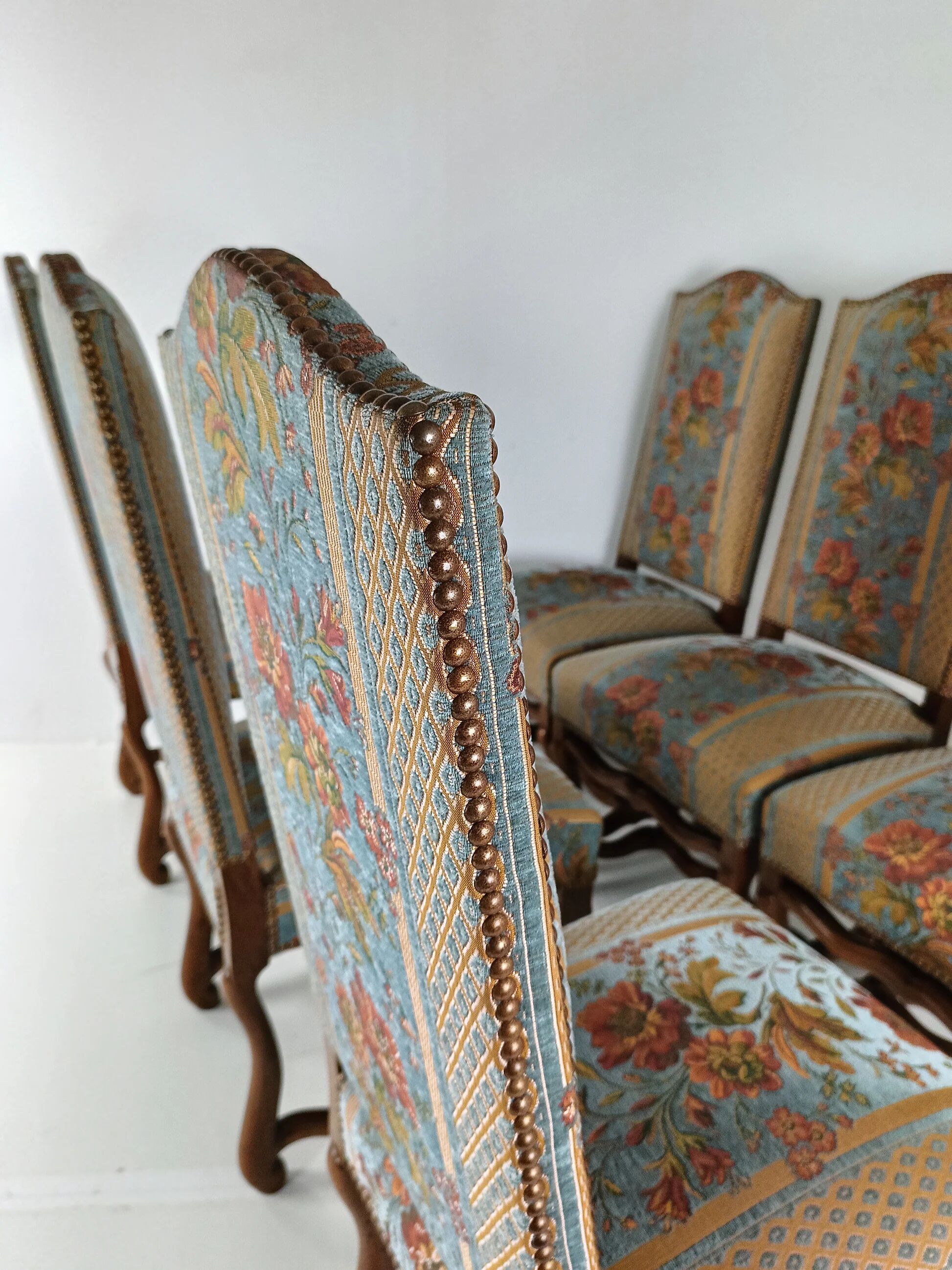 Beech Os De Mouton tapestry chairs (set of 6)