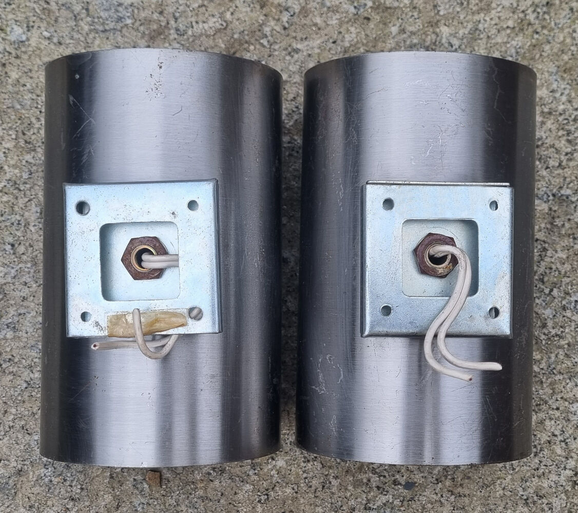 Pair of UFO wall lamps, brushed aluminum, vintage, 70s