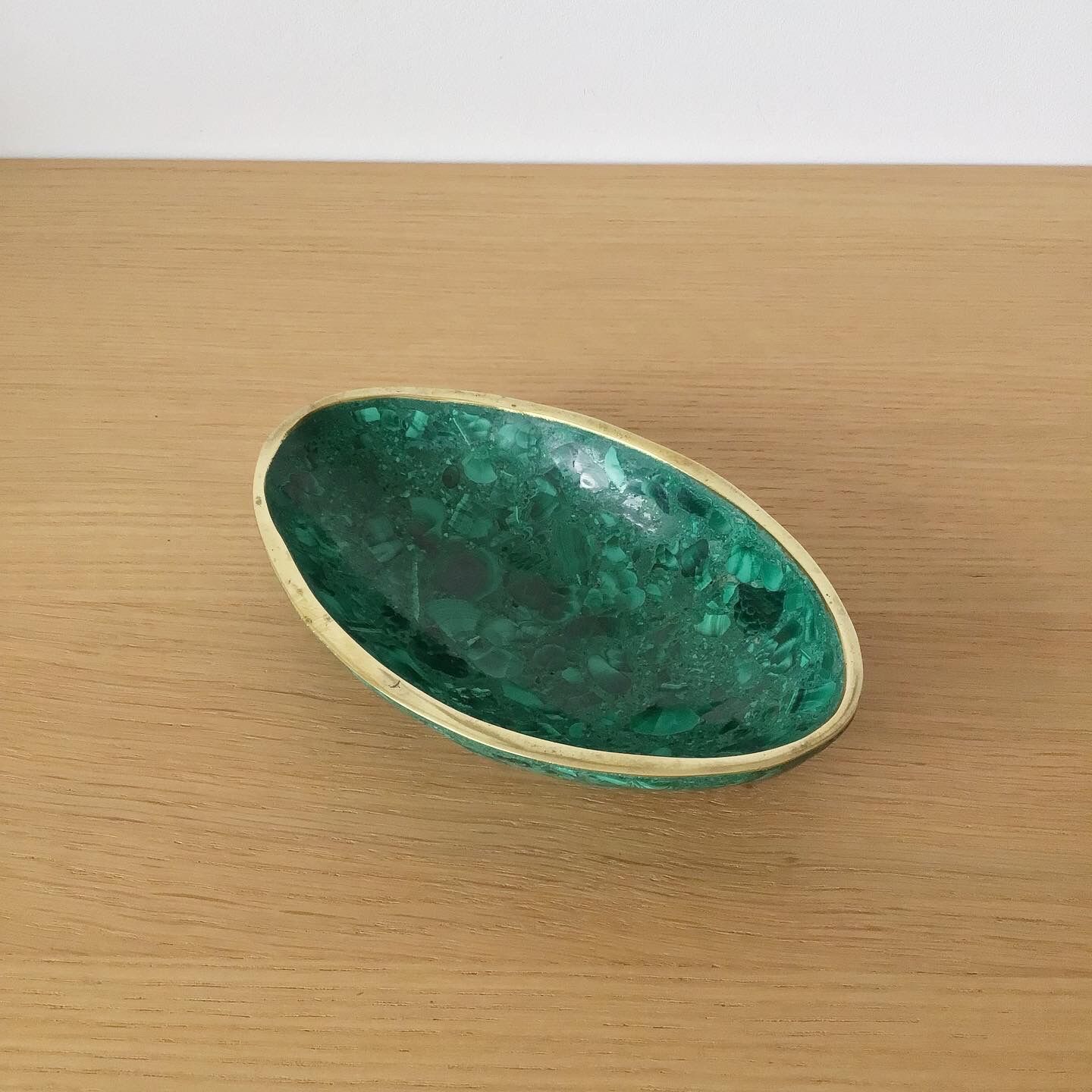 Vintage cup in malachite and brass