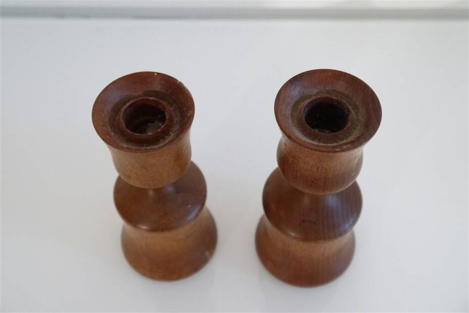 Pair of Danish teak candlesticks 1960