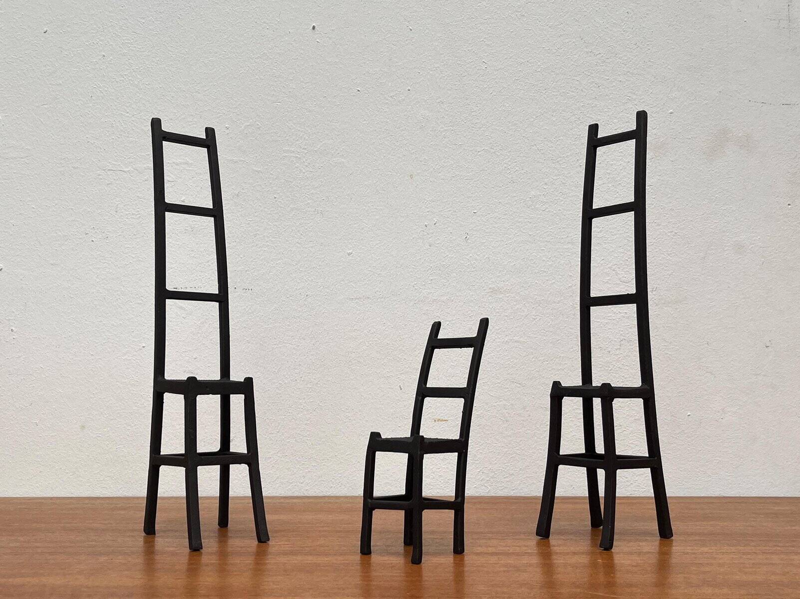 Vintage cast iron art sculptures, set of 3