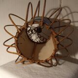 Suspension lustre rotin vintage 1950