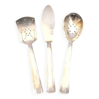 Art Deco Hors d'oeuvre cutlery in openwork silver metal - Goldsmith Armand Frenais 1910-1920