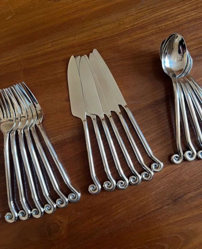 30-piece stainless steel cutlery set - spiral shape, swirls