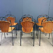 Chaises en osier par Frederick Weinberg, années 1960, ensemble de 6