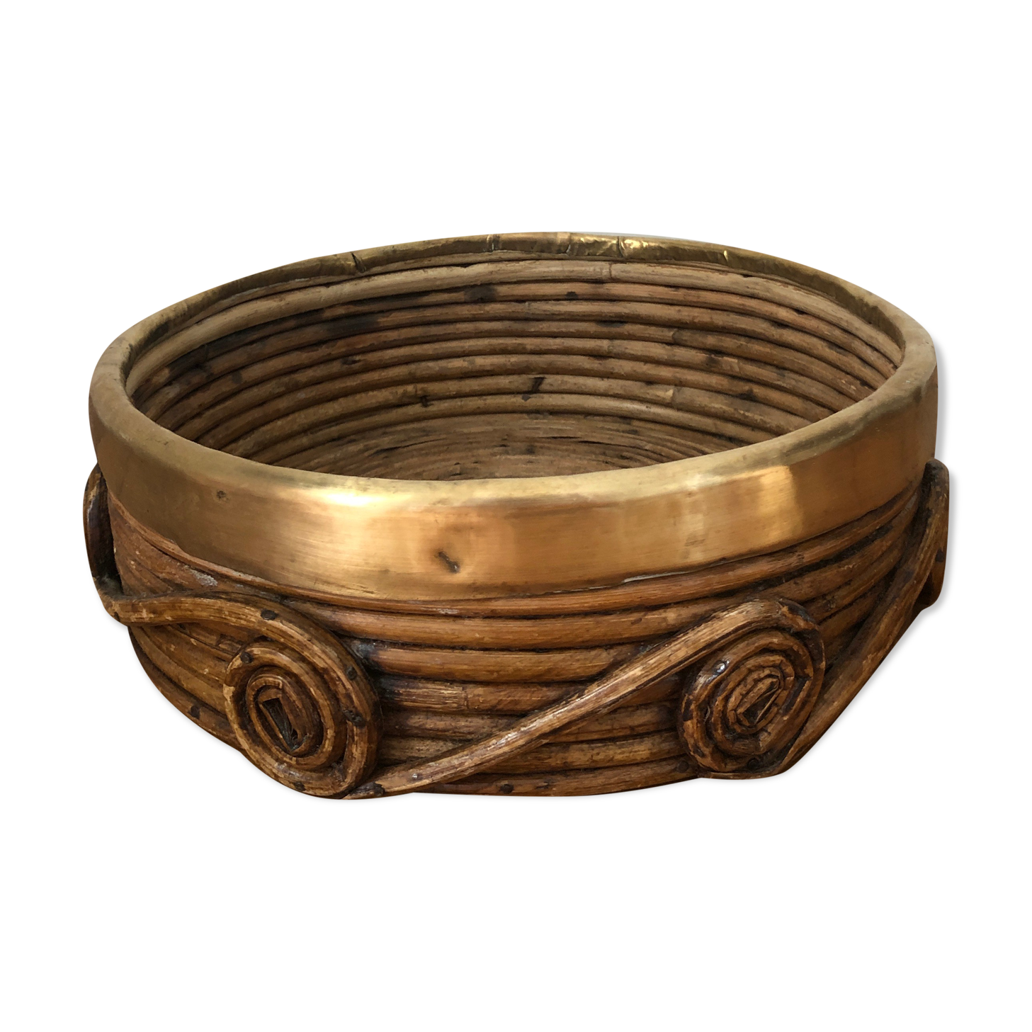 Bamboo and brass basket