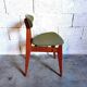 Vintage chair 50s 60s in wood and green skai