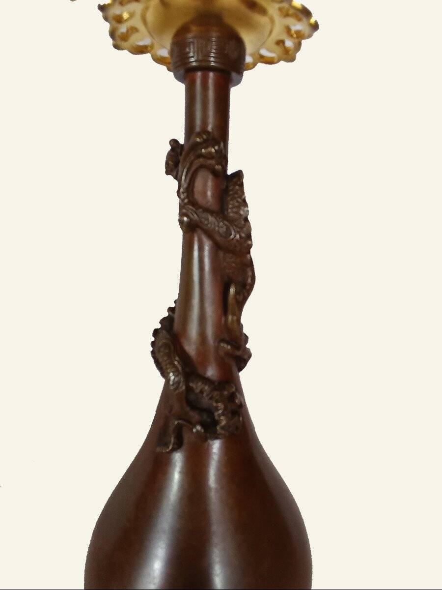 Pair of Japanese-style Candelabra by Ferdinand Barbedienne and Edouard Lievre.