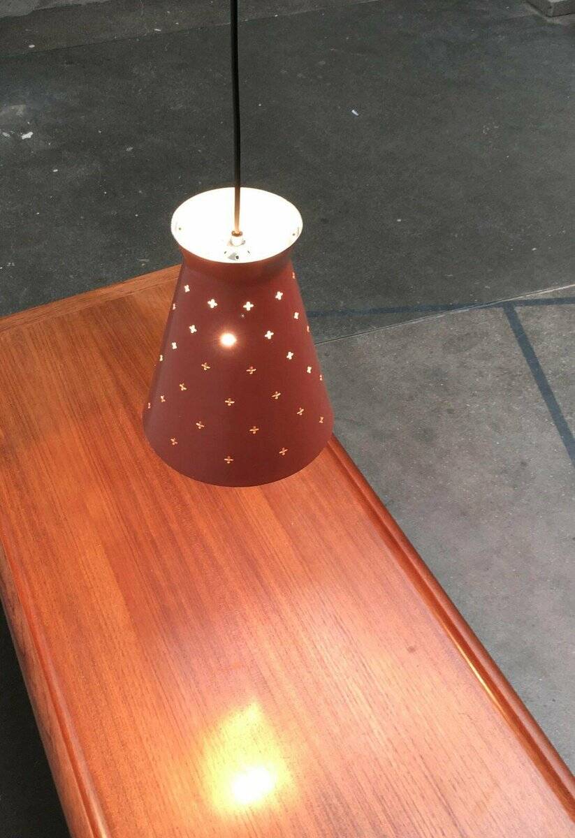 Perforated metal pendant light, mid-century design, 1960s.