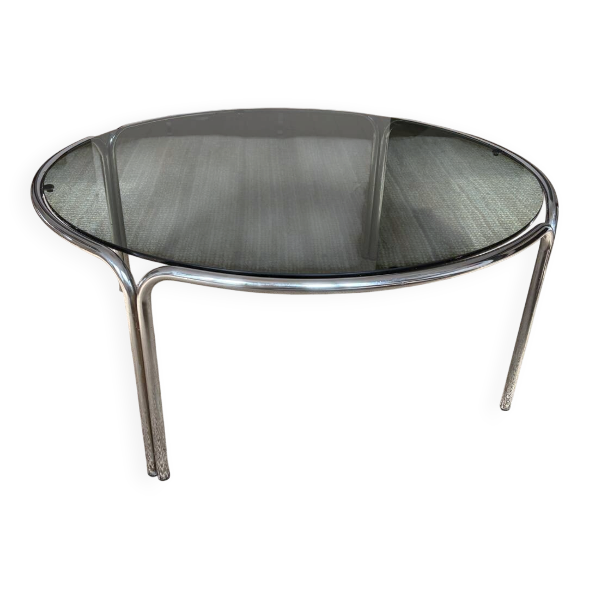 Chrome and smoked glass coffee table
