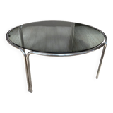 Chrome and smoked glass coffee table