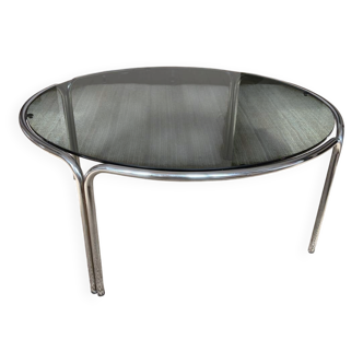 Chrome and smoked glass coffee table