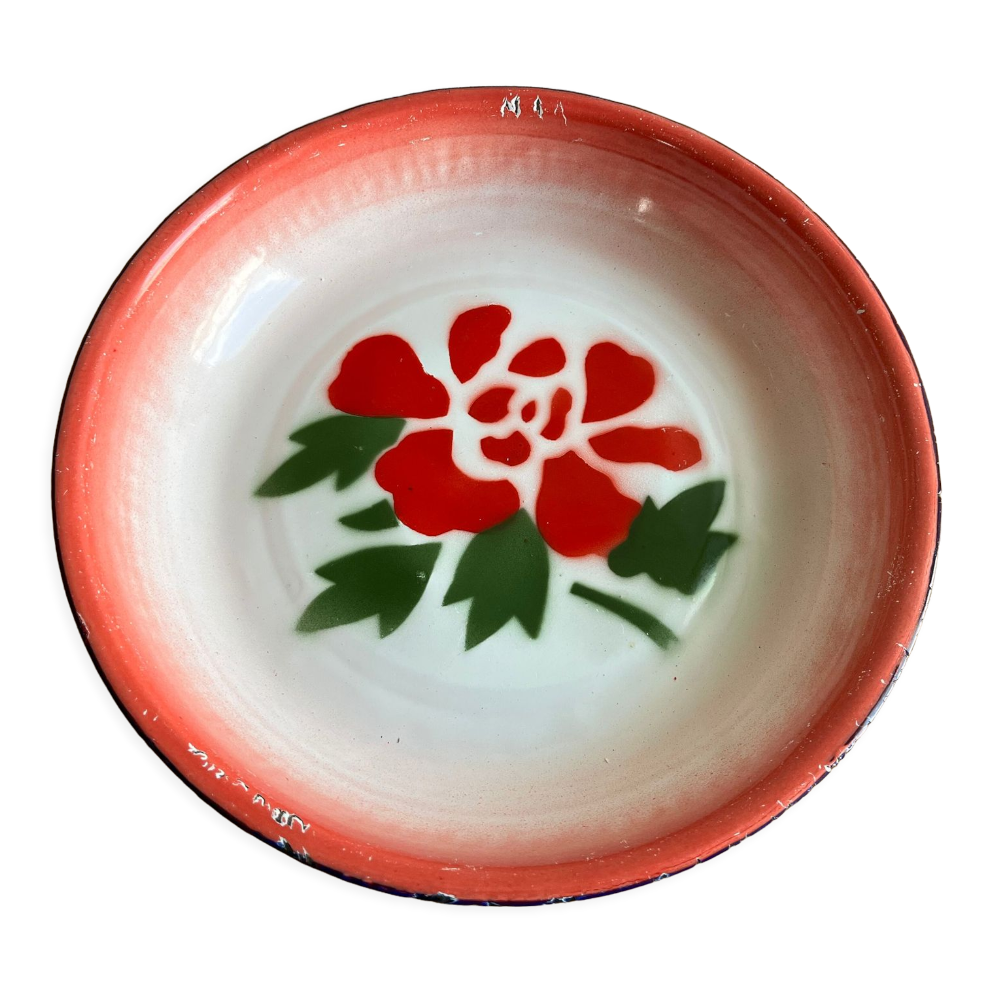 Enamelled dish vintage flowers