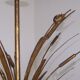 Hollywood regency style bull rush gilt metal toleware 6 light chandelier 4369