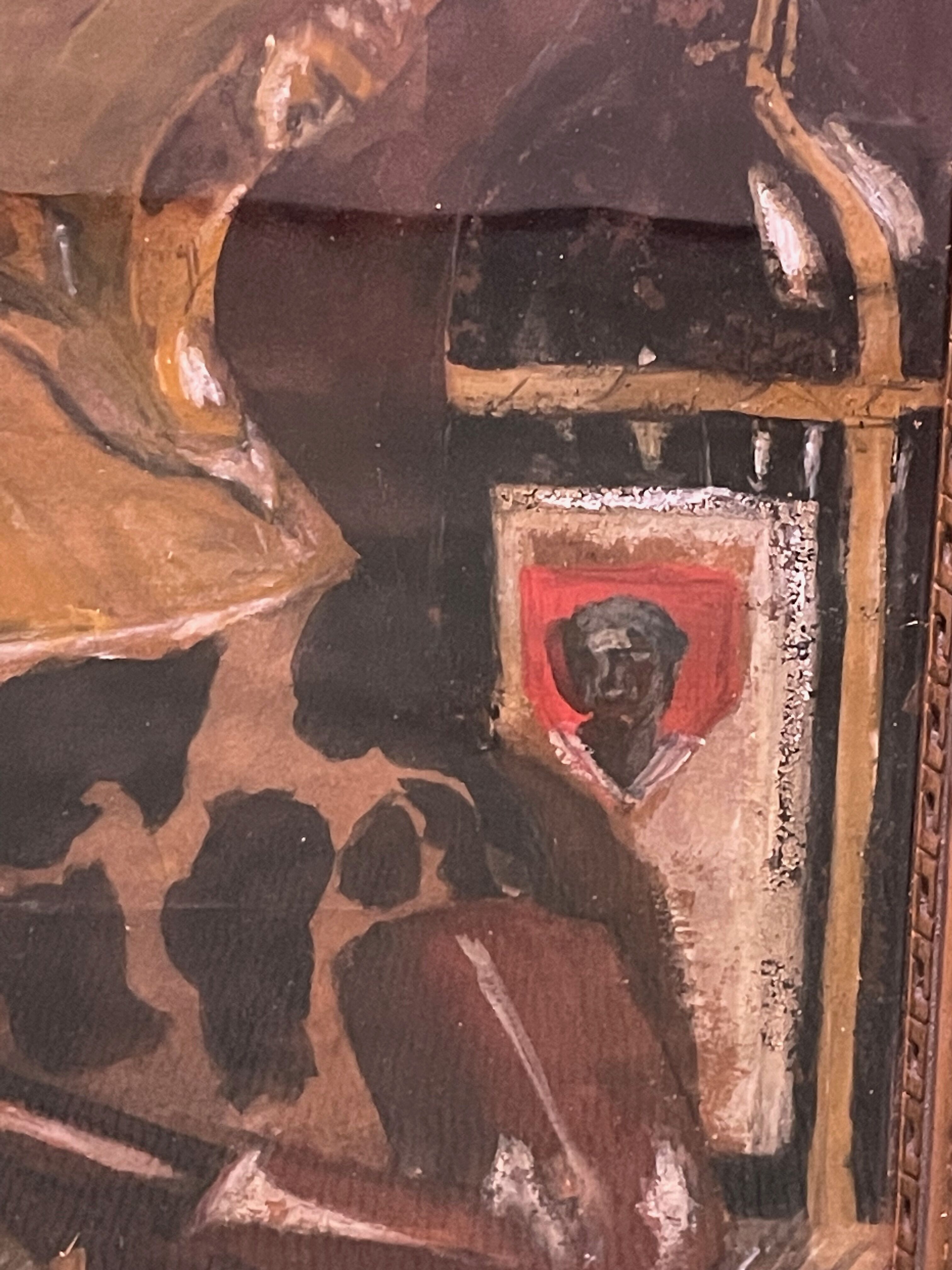 Painting old still life with the bottle XXth