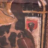 Painting old still life with the bottle XXth