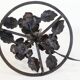 Lampe art deco en fer forgé et tulipe en verre moucheté