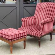 Old armchair and its Louis XVI style footrest/velvet covering